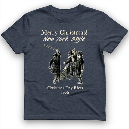 Christmas New York Style T-Shirt Heather Navy / S