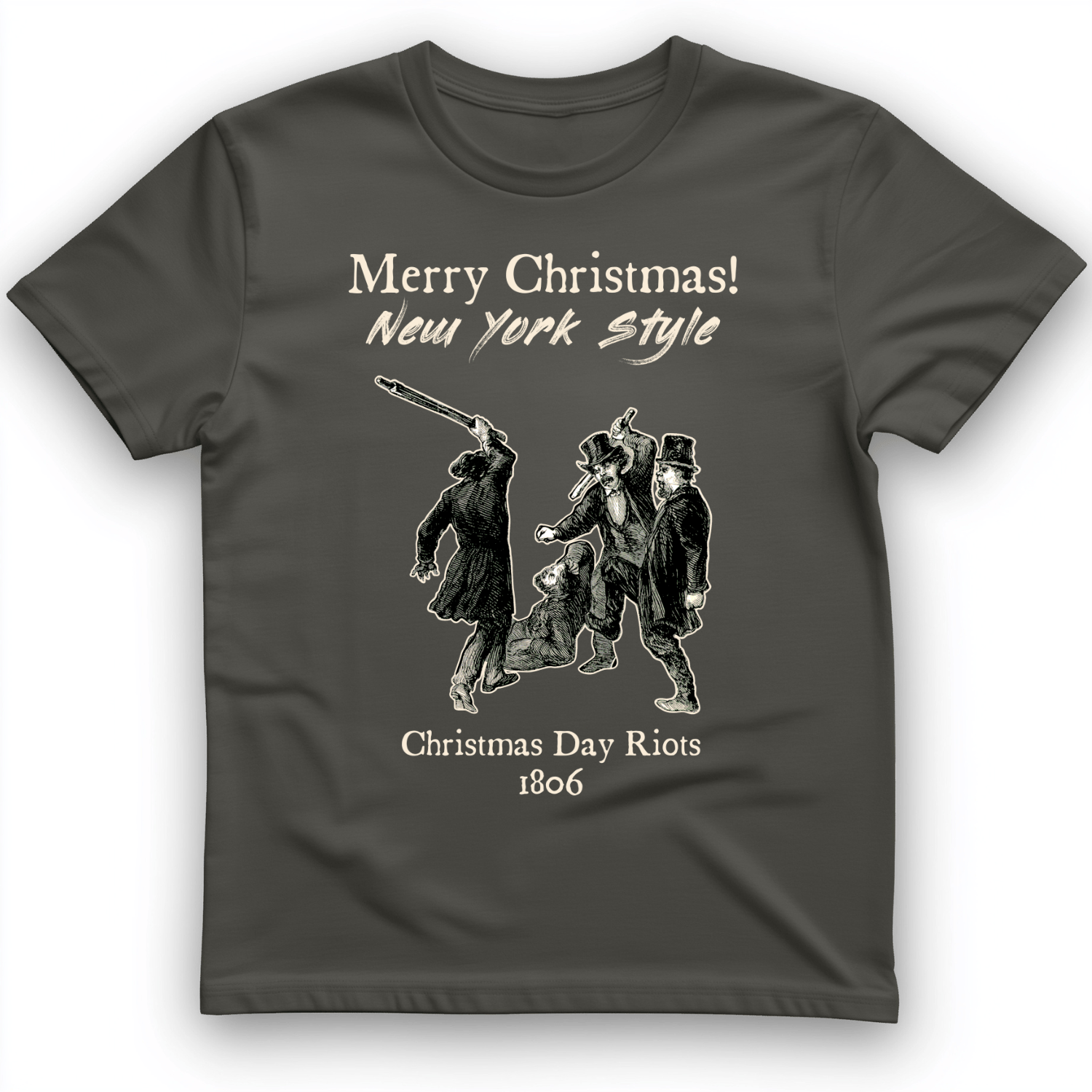 Christmas New York Style T-Shirt Charcoal / S