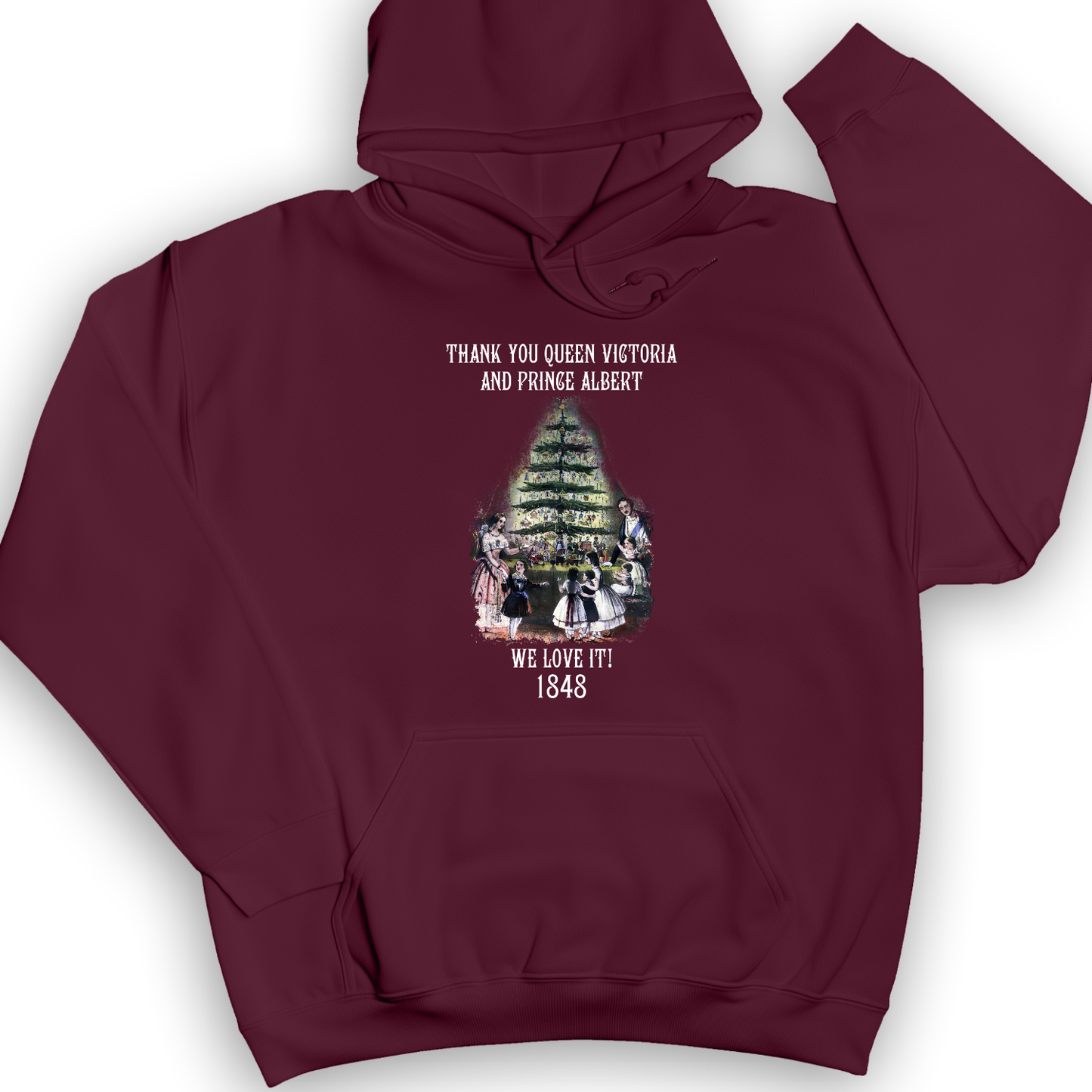 Christmas Tree Hoodie Maroon / S