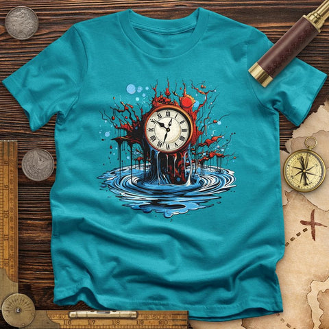 Clock Tattoo Clipart T-Shirt Tropical Blue / S