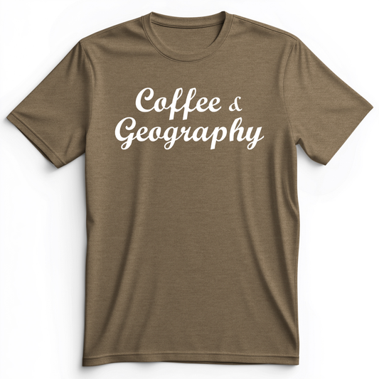 Coffee and Geography Premium Tee Heather Olive / S