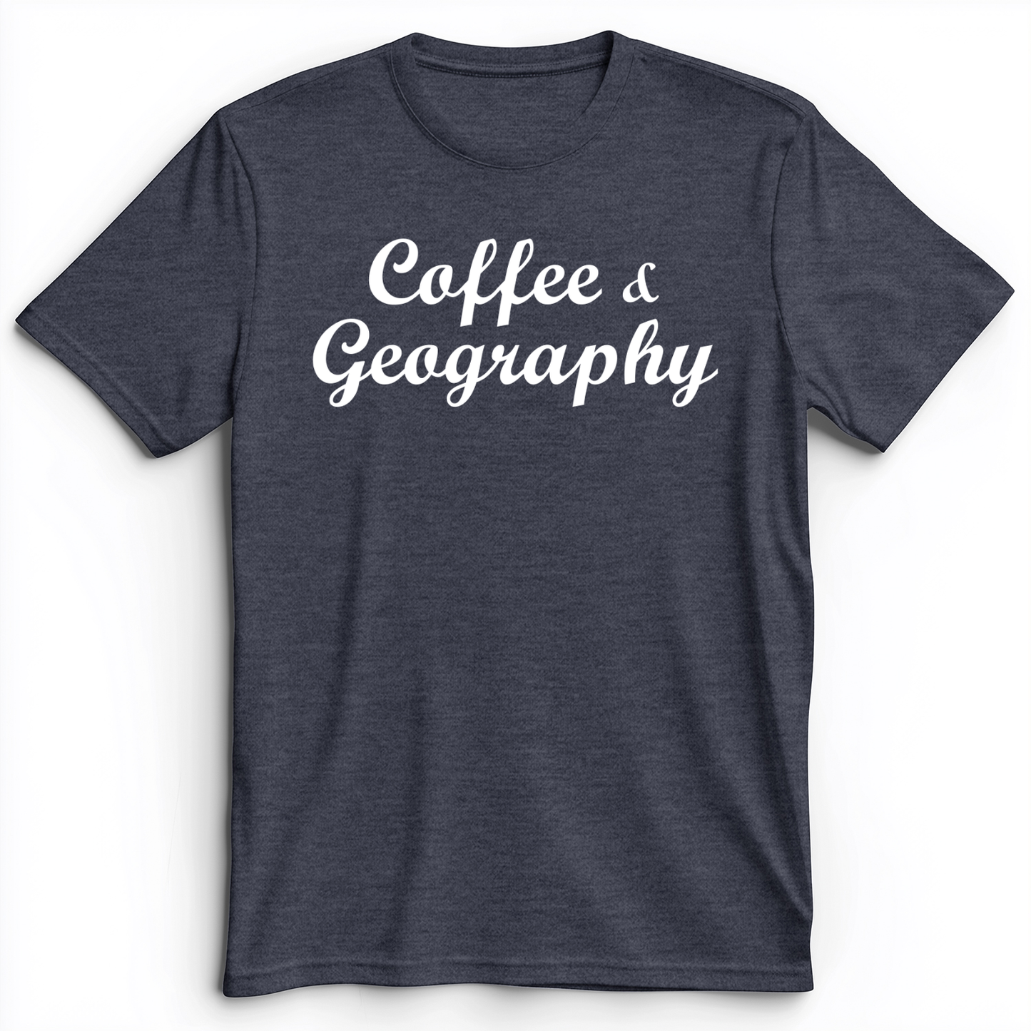 Coffee and Geography Premium Tee Heather Navy / S