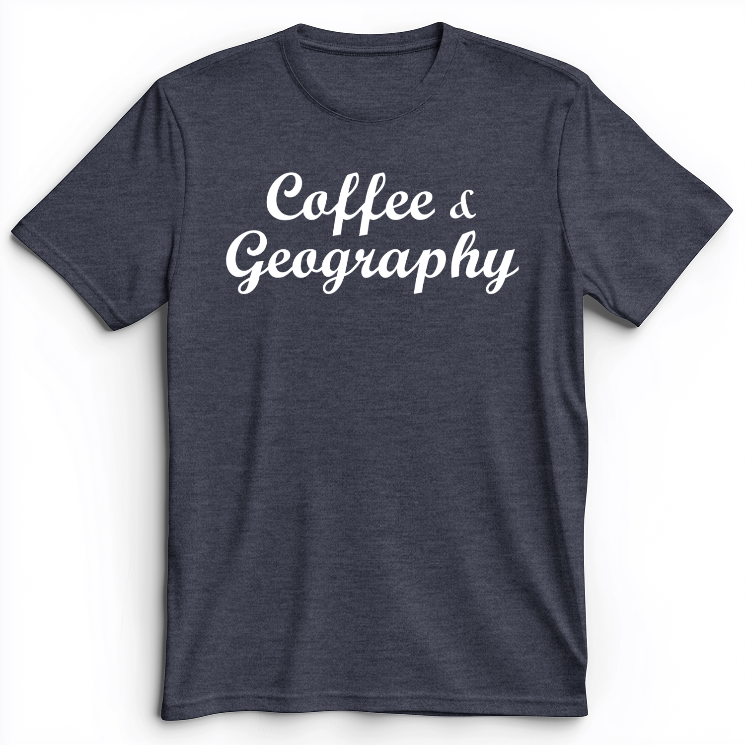 Coffee and Geography Premium Tee Heather Navy / S