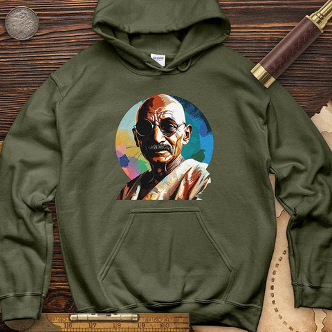 Colorful Ghandi Hoodie Military Green / S