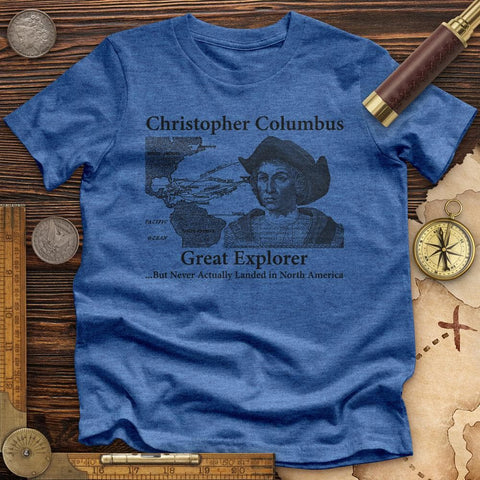 Columbus Day High Quality Tee Heather True Royal / S