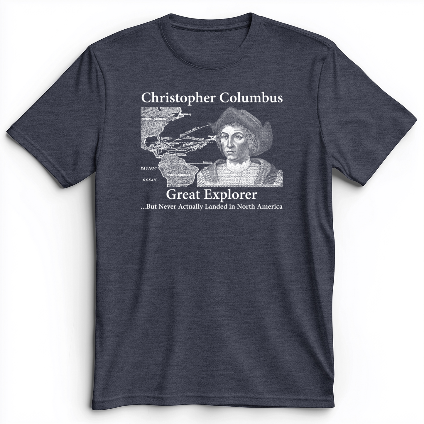 Columbus Day Premium Tee Heather Navy / S