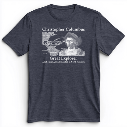 Columbus Day Premium Tee Heather Navy / S