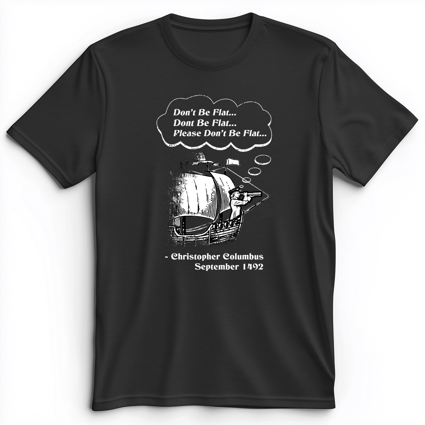 Columbus Don't Be Flat Premium Tee Dark Grey Heather / S