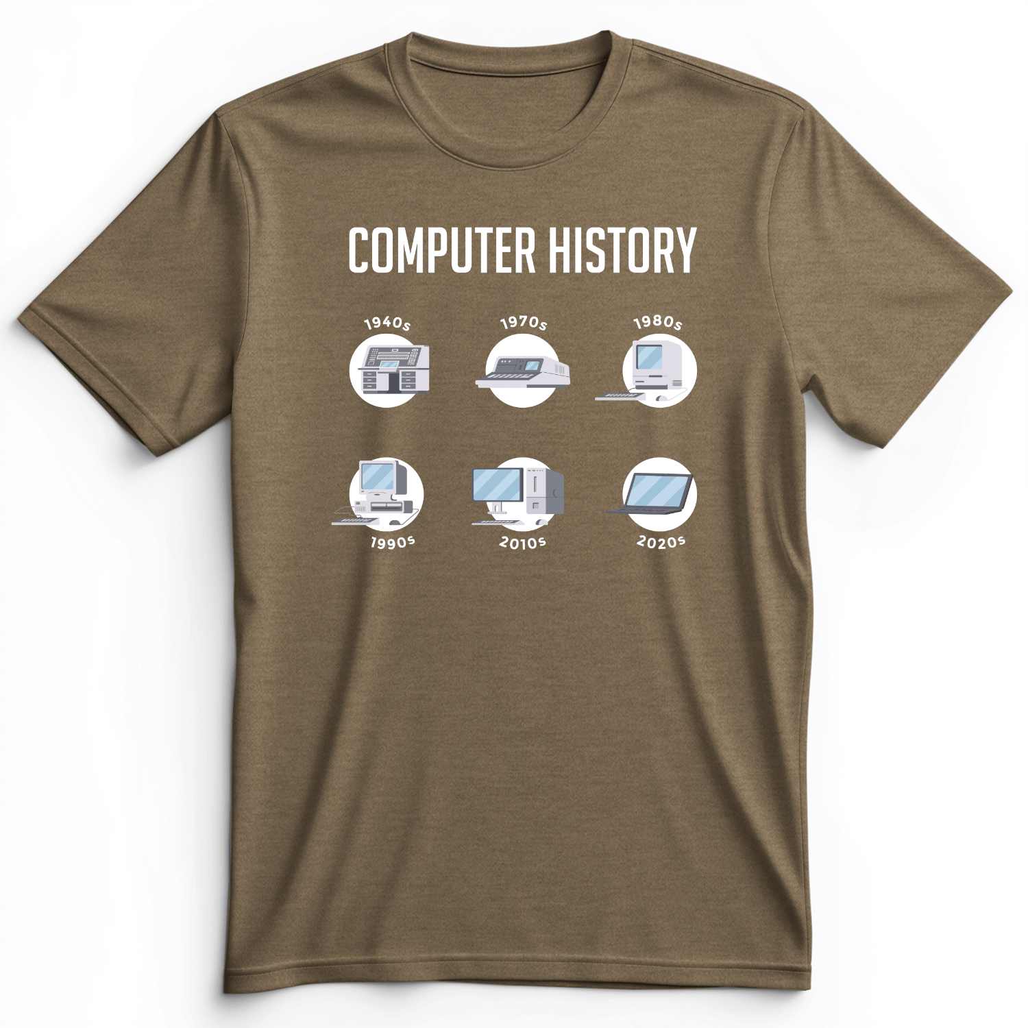 Computer History Premium Tee Heather Olive / S