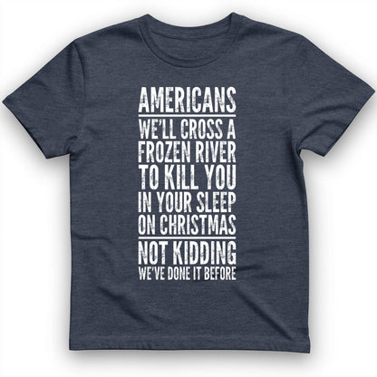 Cross A River On Xmas T-Shirt Heather Navy / S