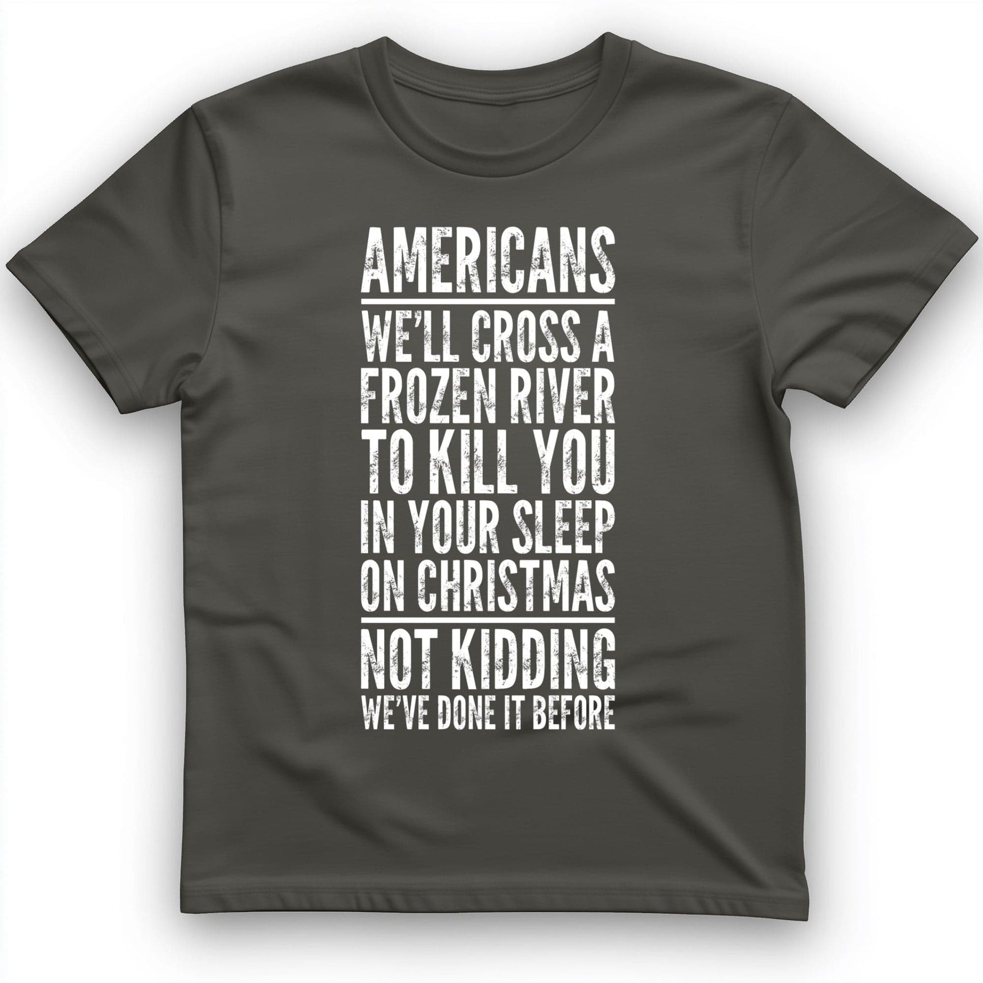 Cross A River On Xmas T-Shirt Charcoal / S