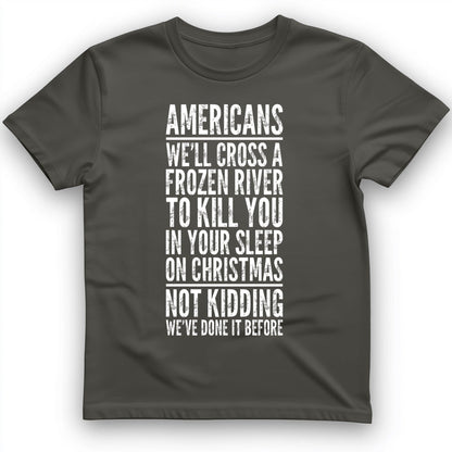 Cross A River On Xmas T-Shirt Charcoal / S