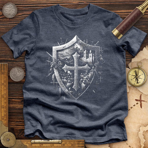 Crusader's Last Shield High Quality Tee Heather Navy / S