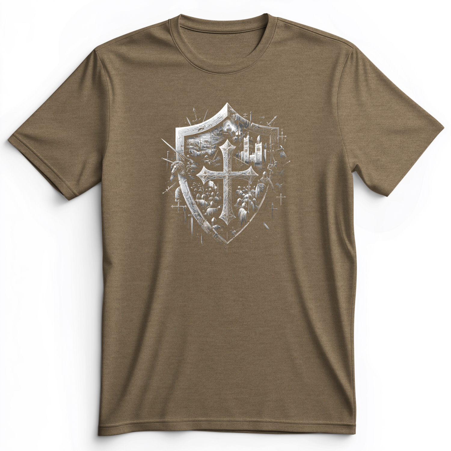 Crusader's Last Shield Premium Tee Heather Olive / S