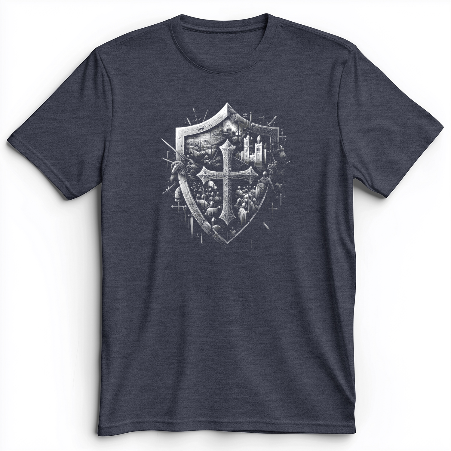 Crusader's Last Shield Premium Tee Heather Navy / S