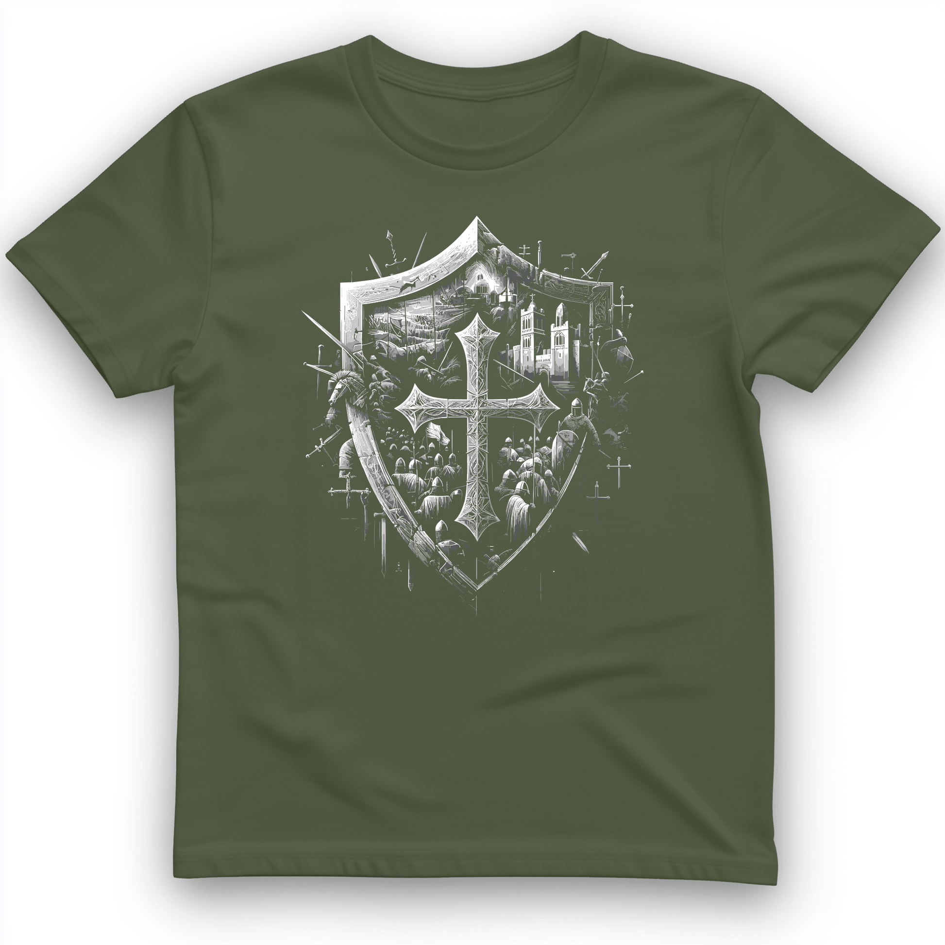 Crusader's Last Shield T-Shirt Military Green / S