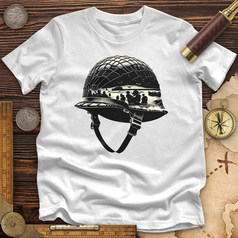 D-Day Helmet High Quality Tee White / S