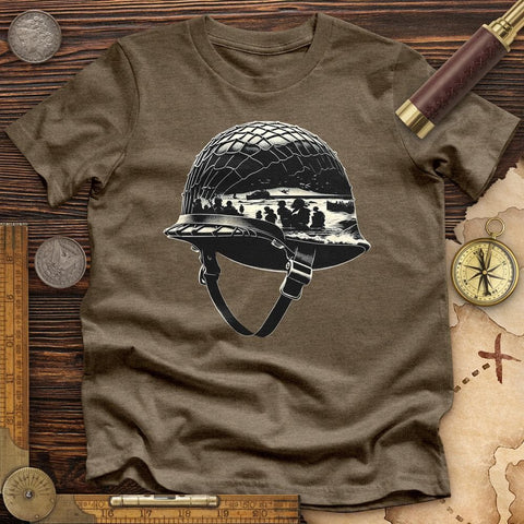 D-Day Helmet High Quality Tee Heather Olive / S