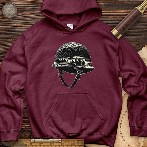 D-Day Helmet Hoodie Maroon / S