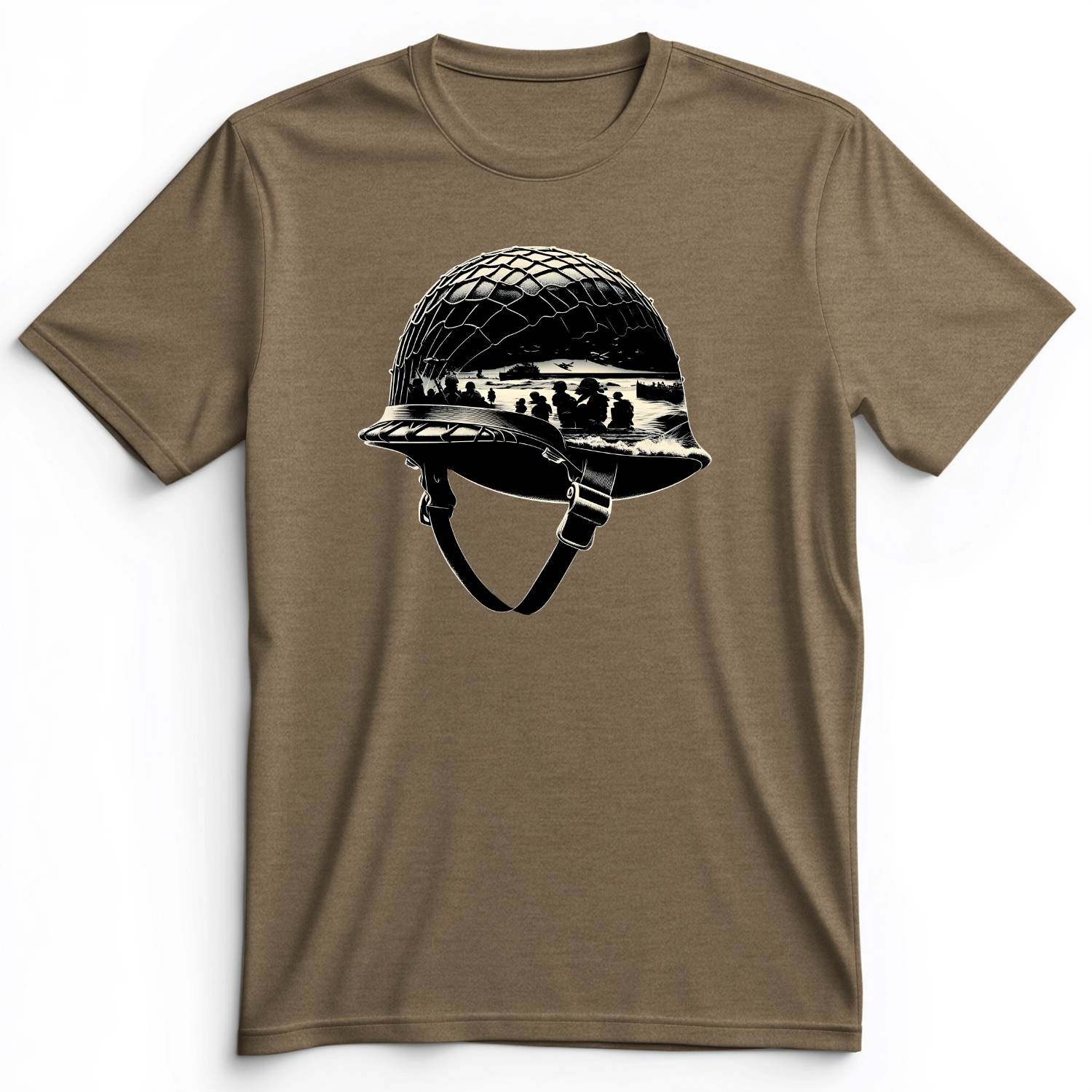 D-Day Helmet Premium Tee Heather Olive / S