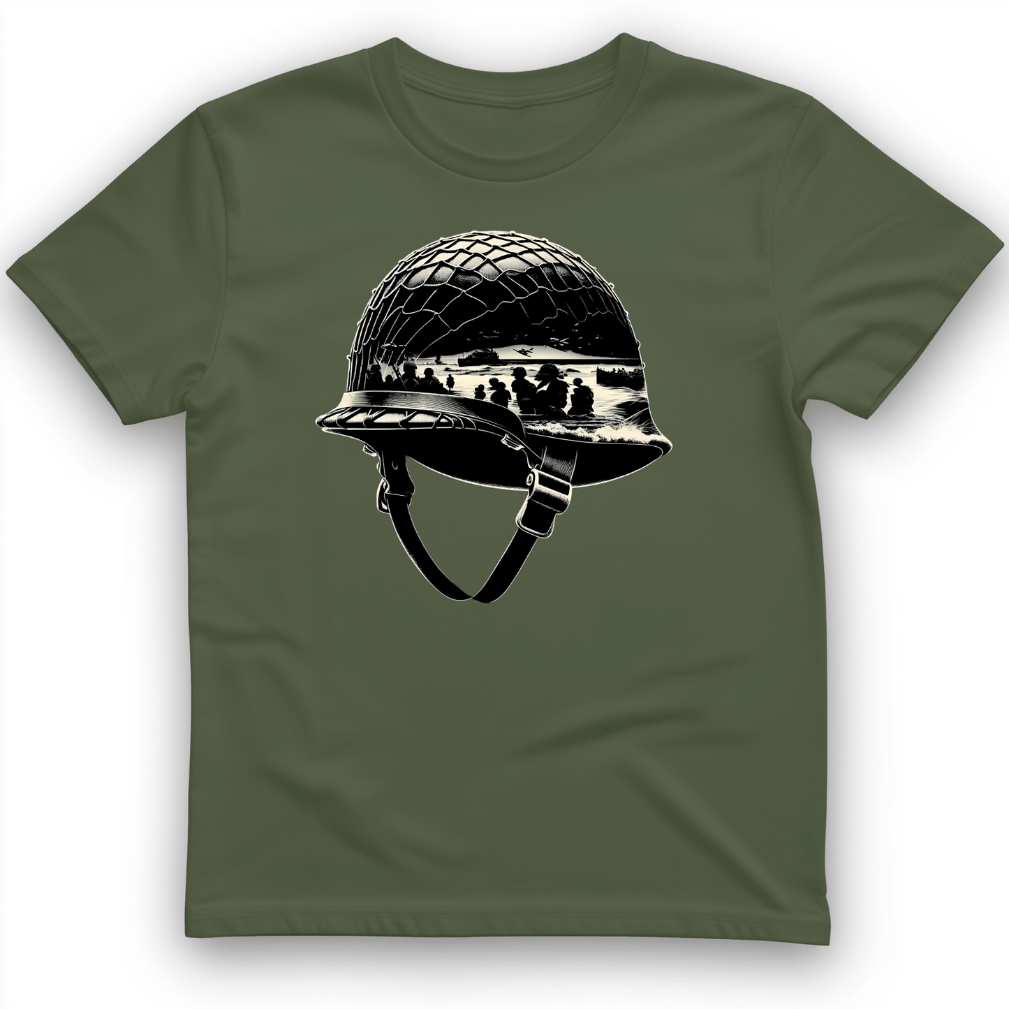 D-Day Helmet T-Shirt Military Green / S