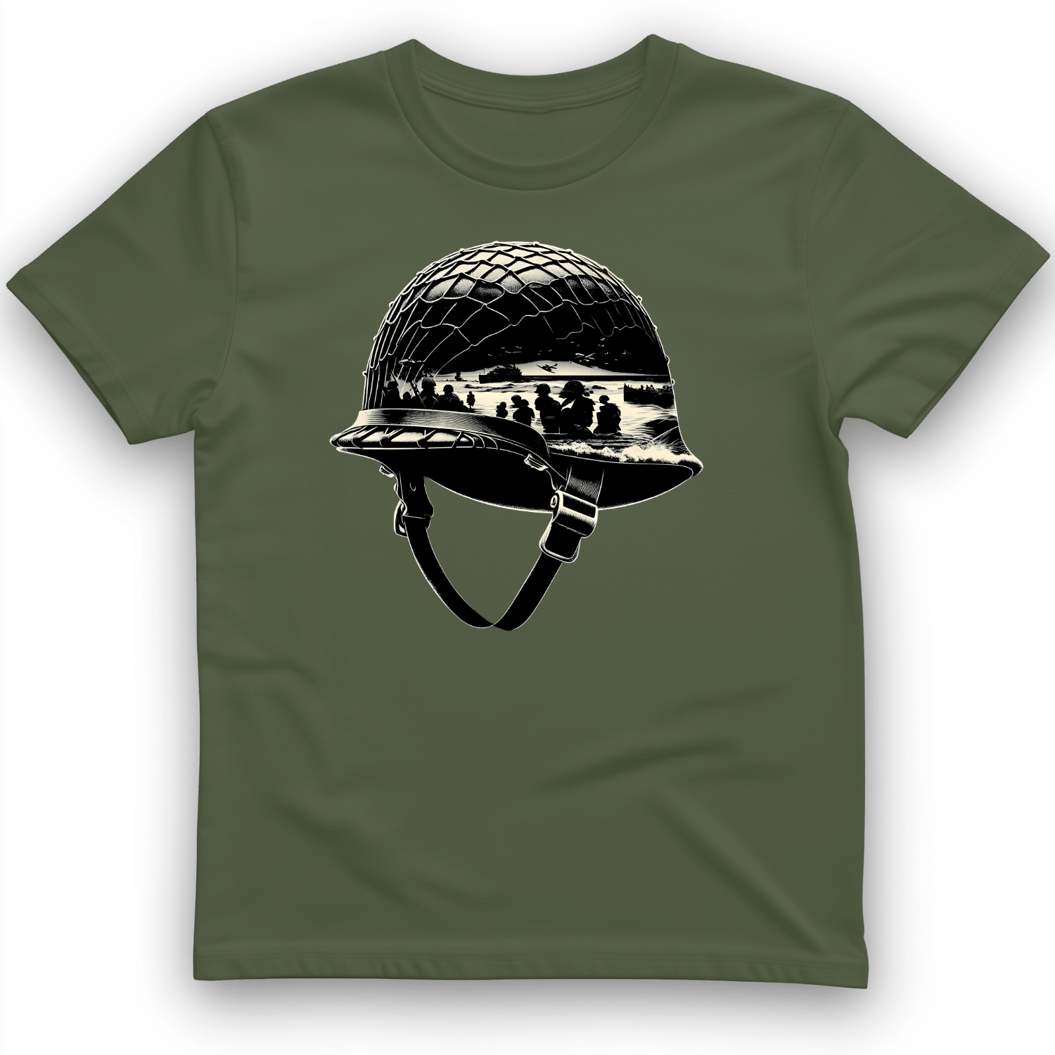 D-Day Helmet T-Shirt Military Green / S