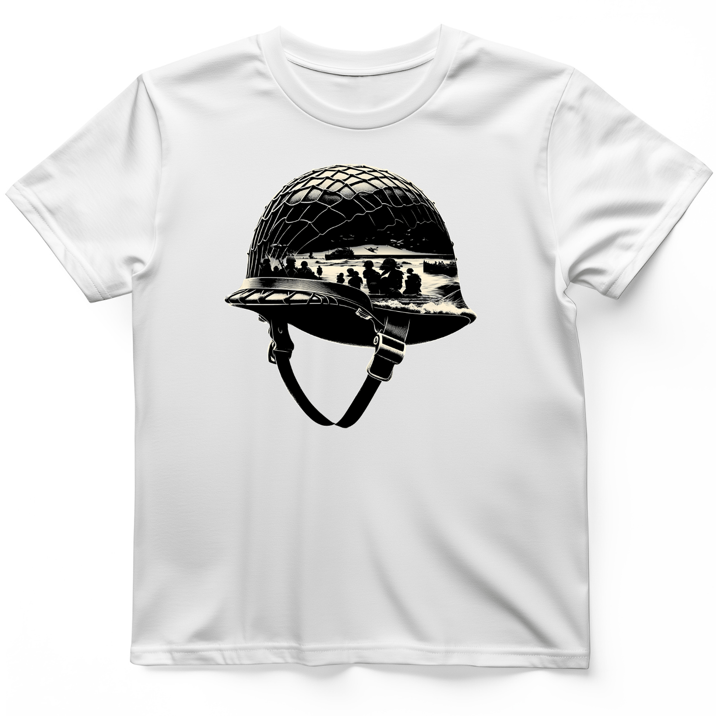 D-Day Helmet T-Shirt White / S