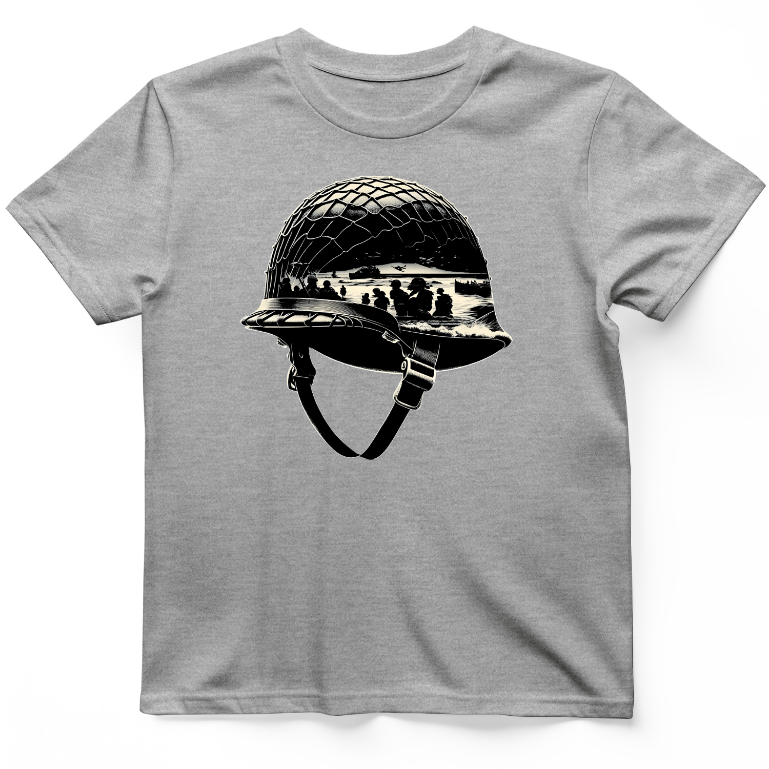 D-Day Helmet T-Shirt Sport Grey / S