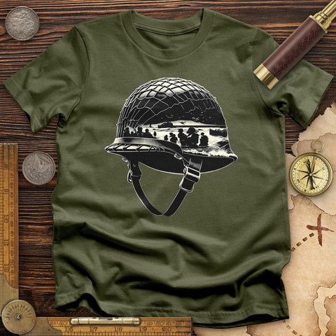 D-Day Helmet T-Shirt Military Green / S