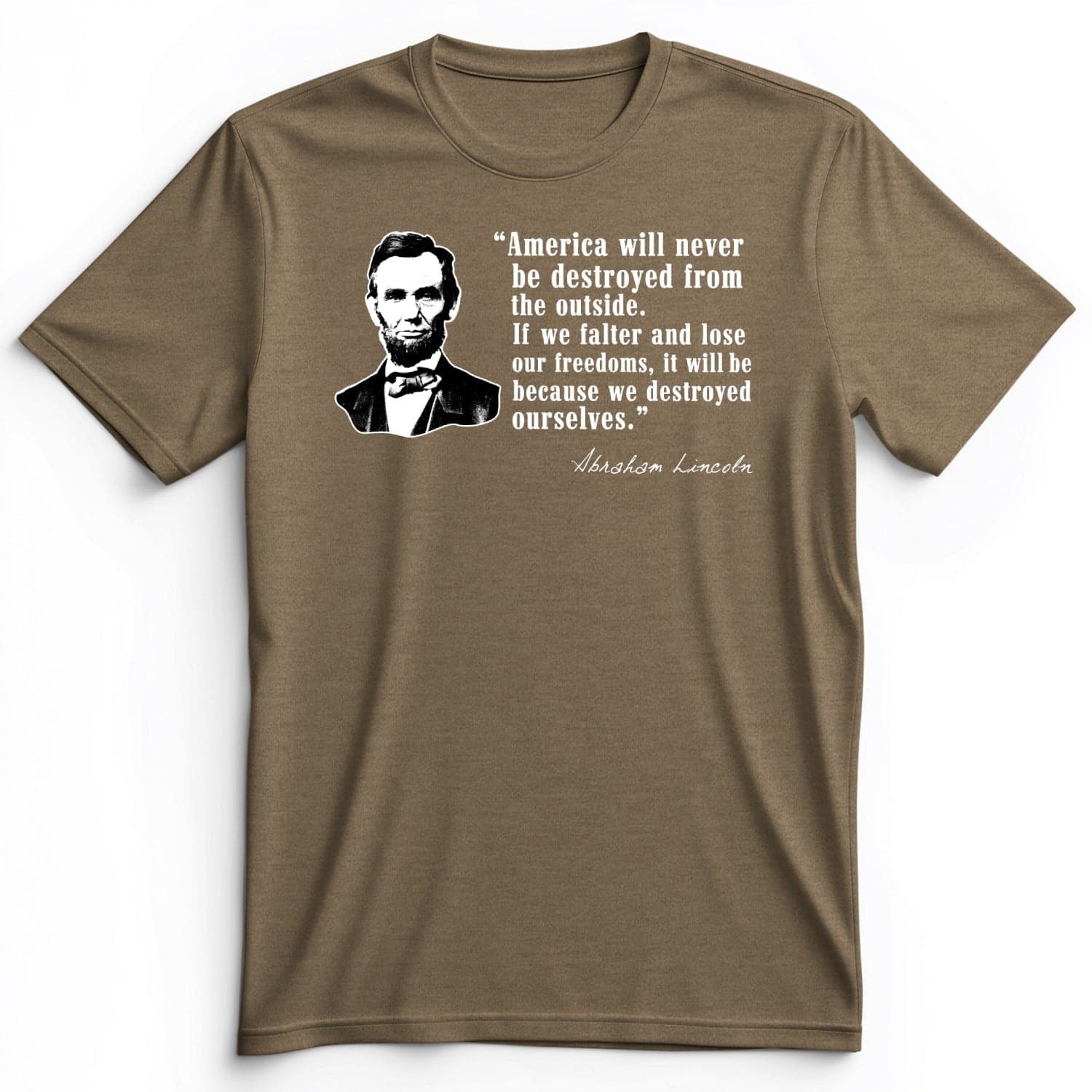 Destroyed Ourselves Lincoln Premium Tee Heather Olive / S