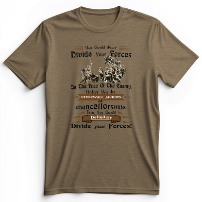 Dividing Forces Premium Tee Heather Olive / S