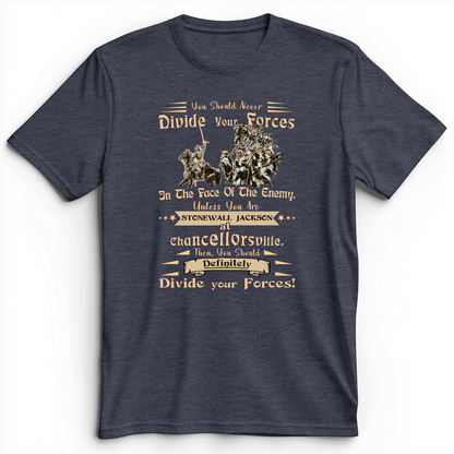 Dividing Forces Premium Tee Heather Navy / S