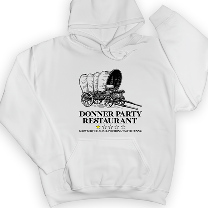 Donner Party Restaurant Review Hoodie White / S
