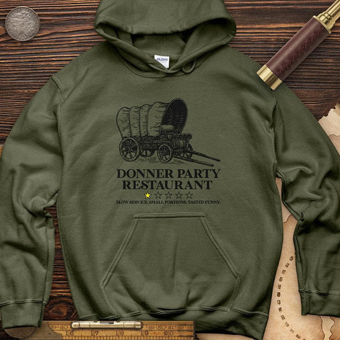 Donner Party Restaurant Review Hoodie Military Green / S