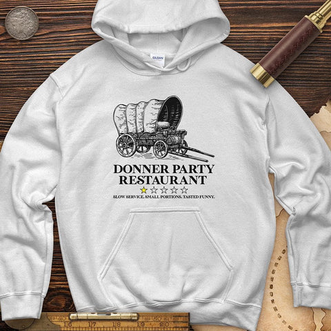 Donner Party Restaurant Review Hoodie White / S