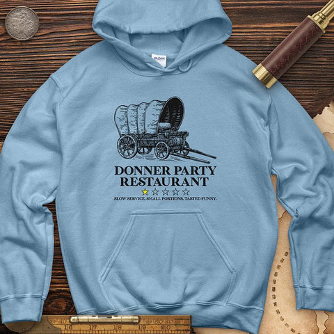 Donner Party Restaurant Review Hoodie Light Blue / S
