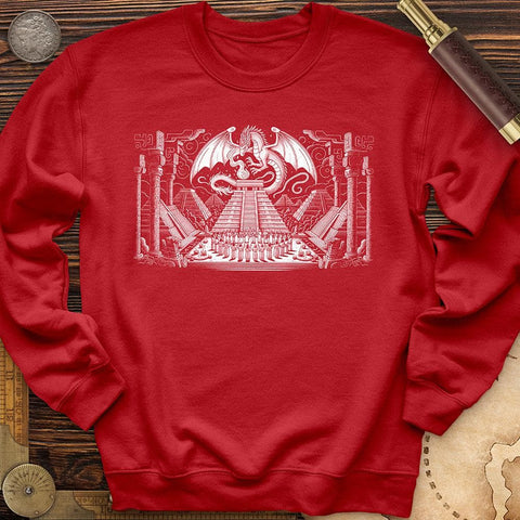 Dragon Skull Black And White Poste Crewneck Red / S