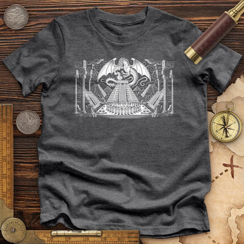 Dragon Skull Black And White Poste High Quality Tee Dark Grey Heather / S