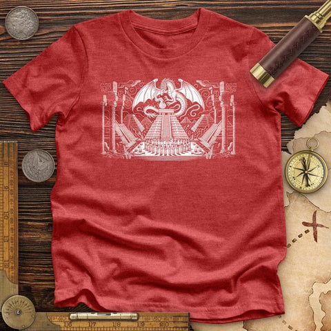 Dragon Skull Black And White Poste High Quality Tee Heather Red / S