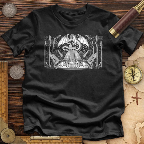 Dragon Skull Black And White Poste High Quality Tee Black / S