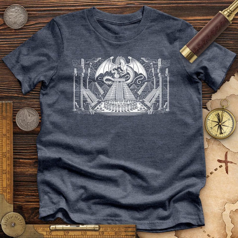 Dragon Skull Black And White Poste High Quality Tee Heather Navy / S