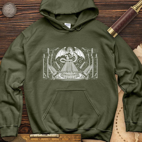 Dragon Skull Black And White Poste Hoodie Military Green / S