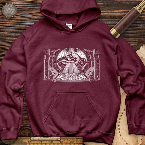 Dragon Skull Black And White Poste Hoodie Maroon / S