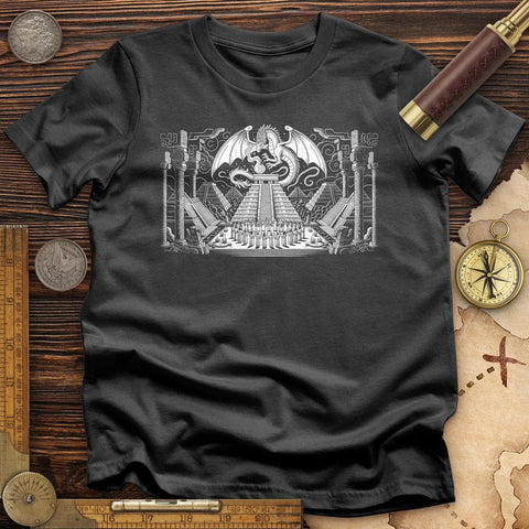 Dragon Skull Black And White Poste T-Shirt Charcoal / S