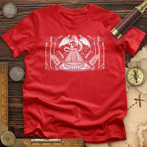 Dragon Skull Black And White Poste T-Shirt Red / S