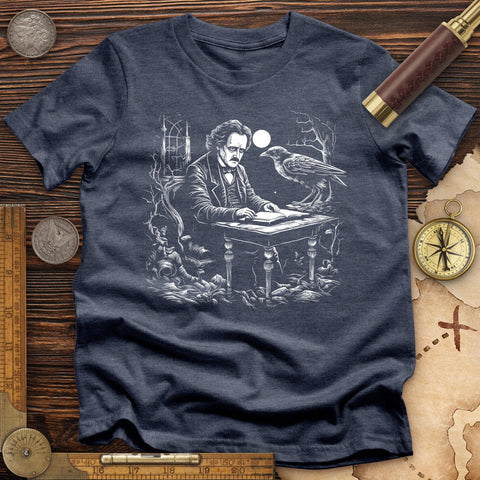 Edgar Allan Poe High Quality Tee Heather Navy / S