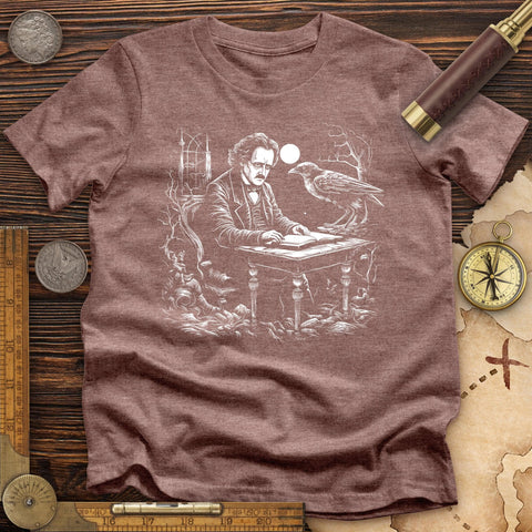 Edgar Allan Poe High Quality Tee Heather Mauve / S