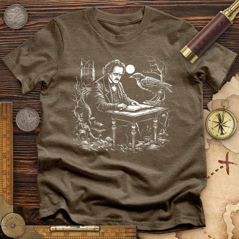 Edgar Allan Poe High Quality Tee Heather Olive / S