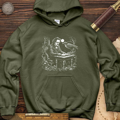 Edgar Allan Poe Hoodie Military Green / S