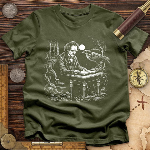 Edgar Allan Poe T-Shirt Military Green / S